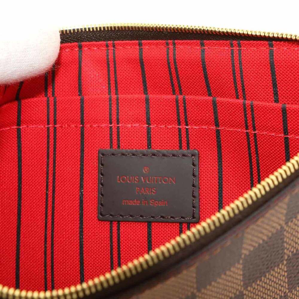 LOUIS VUITTON Brown Damier Leather Neverfull Pouch - Picture 6 of 7